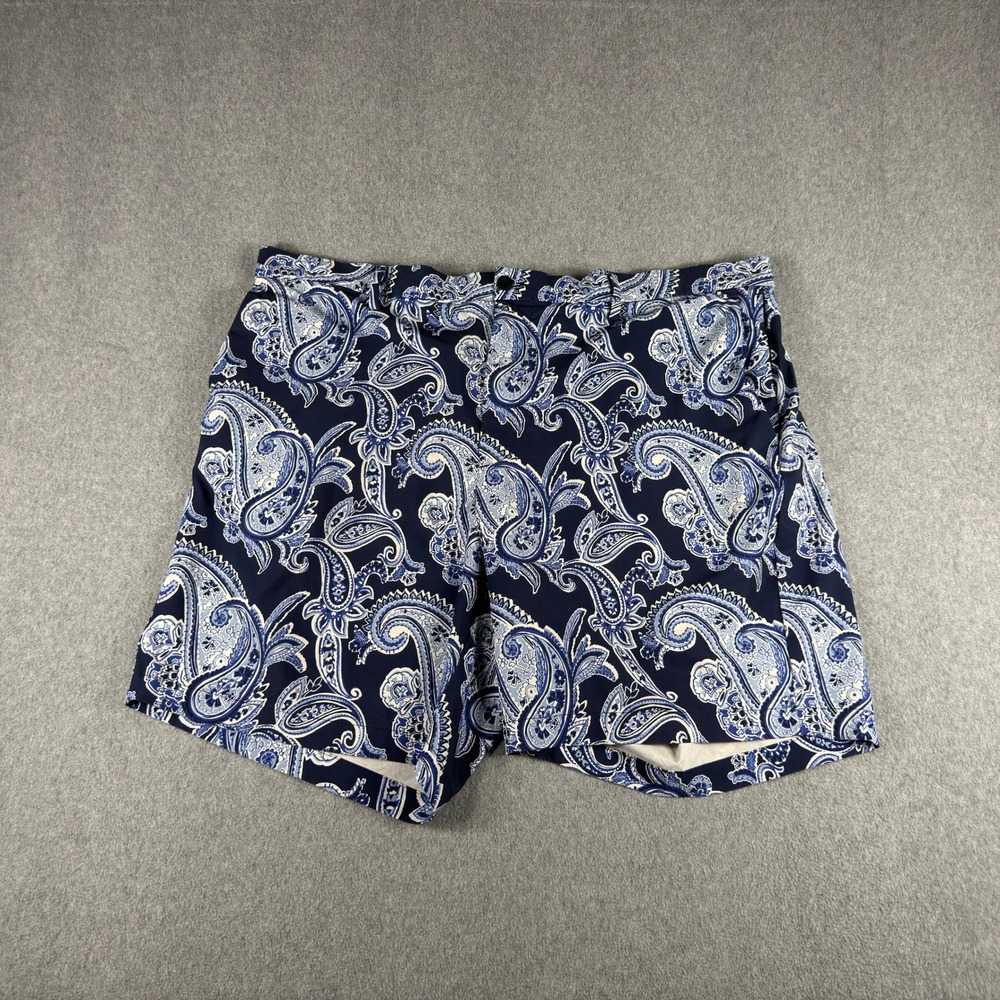 Polo Ralph Lauren Mens Shorts 42 Fits 44 Blue Paisley Stretch Straight Fit